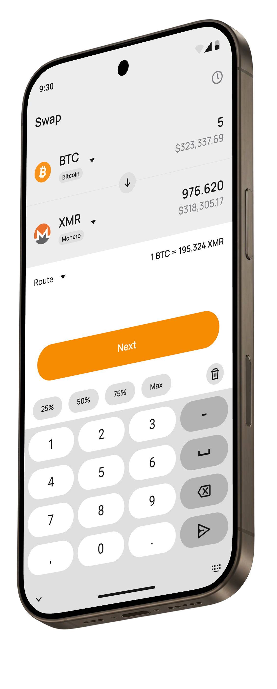 Freeman app — Swap screen